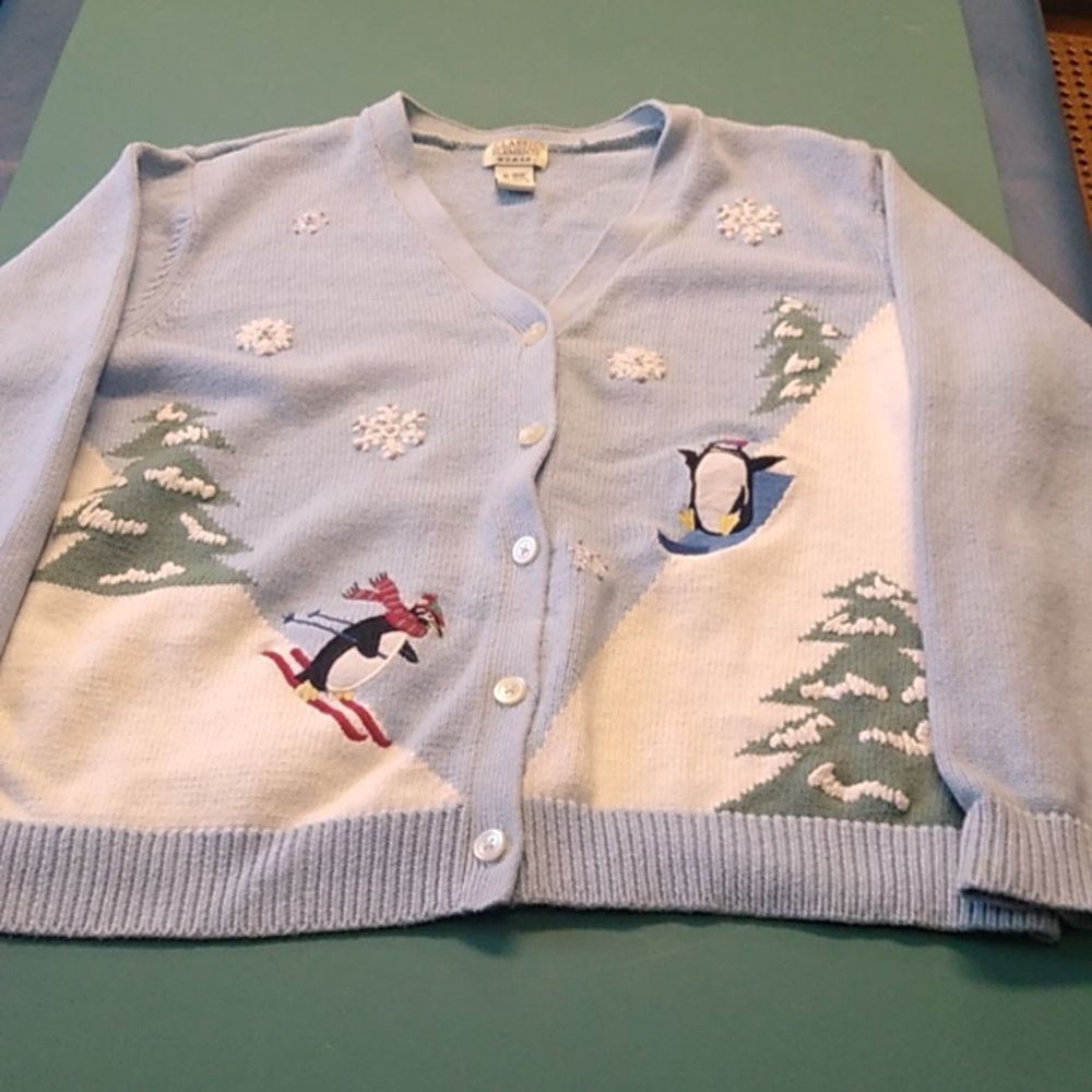 Classic Elements Woman's 16-18 Cotton Blend Christmas Sweater Cottagecore
